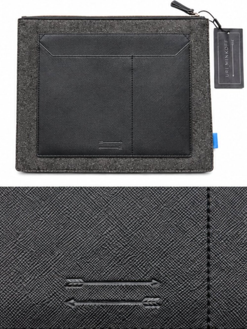 NWT Uri Minkoff Soho Pouch Charcoal Gray Portfolio
